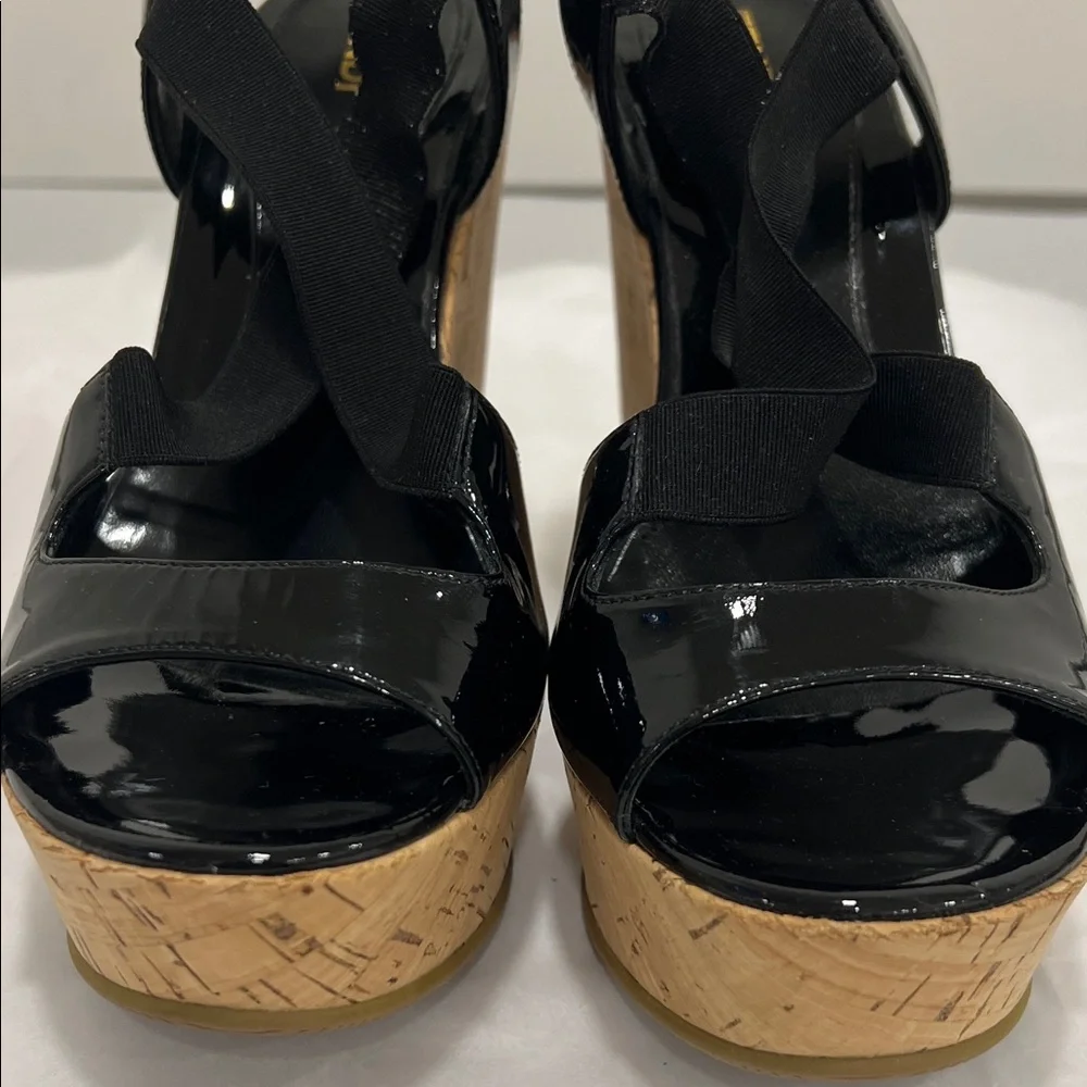 Fendi Black Patent Leather Wedges